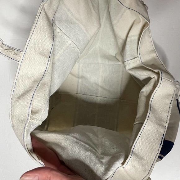 Lancome Blue & White Striped Canvas Tote Bag With Rope Handles - Picture 10 of 12